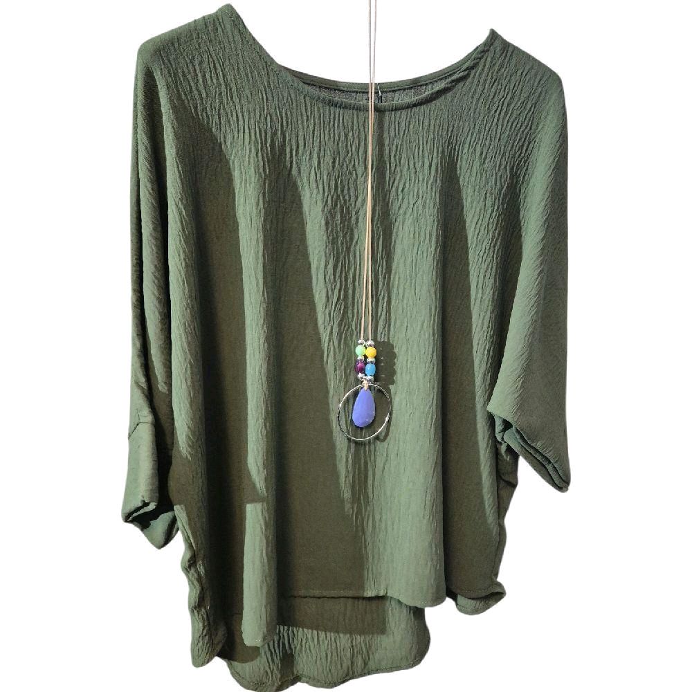 Italy Mode Bestseller Oversize Basic Kofferstoff Shirt Tunika Locker & Lässig 40-46 Viskose