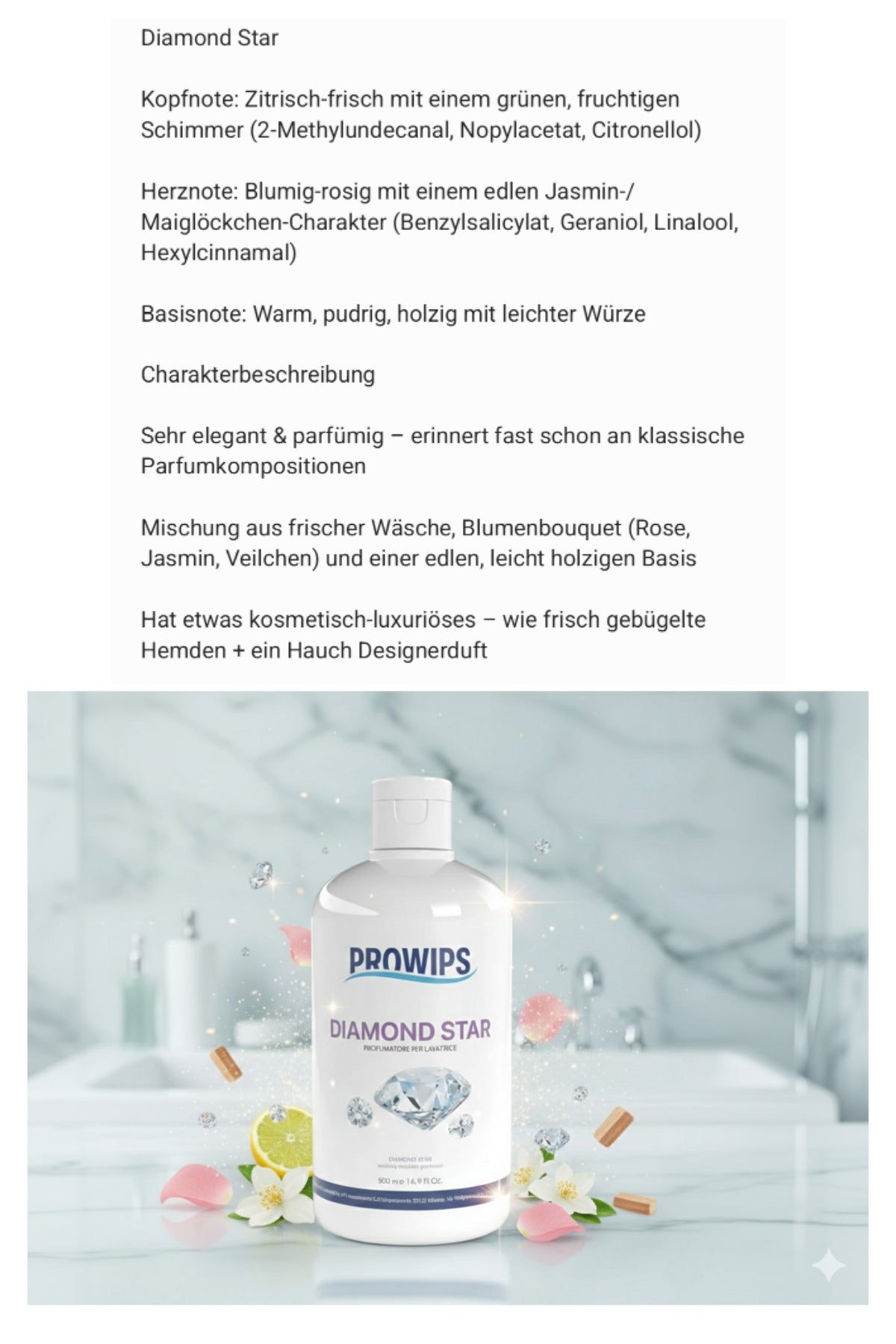 PROWIPS Wäscheduft 💎 Parfüm für Waschmaschinen - Frische + Pflege für Textilien 500ml hochkonzentriert / vegan