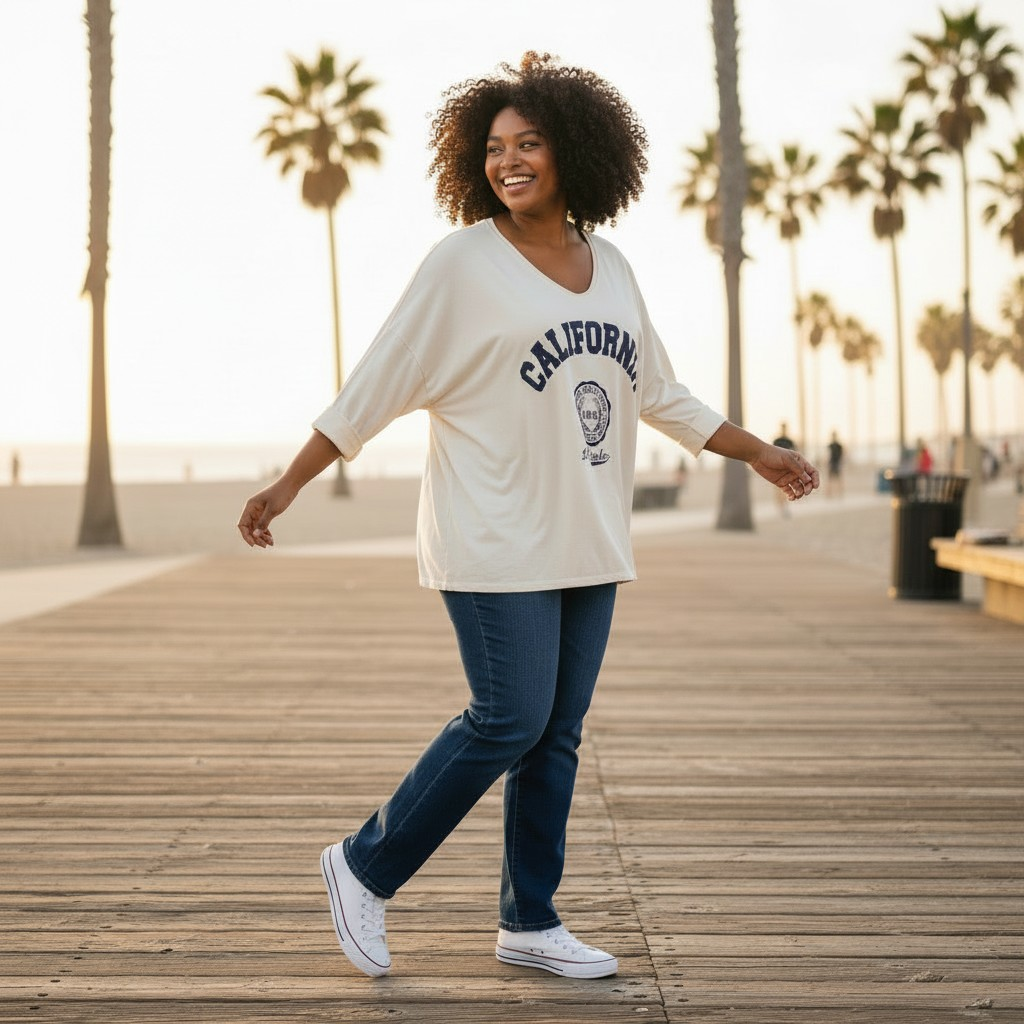 Italy Mode CALIFORNIA Oversize Shirt Locker Lässig 44-48/50 Baumwolle für Damen