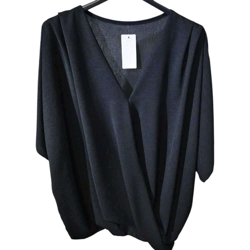 Italy Mode Figurschmeichler Tunika Bluse Twist Effekt kaschierend Gr. 46-50 Stilvoller Look Lockerer Schnitt Elegant