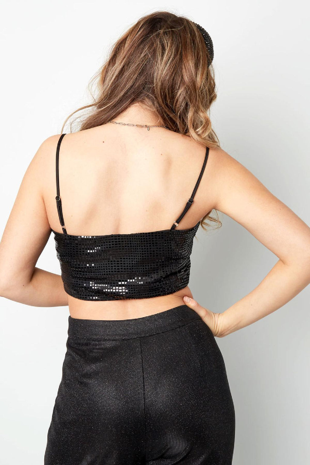 Hot Pailletten Bandeau Crop Träger-Top