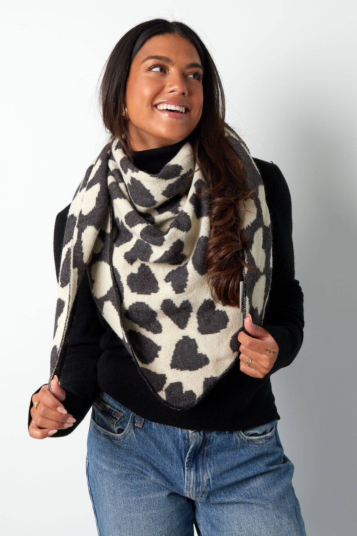 Frosted Heart Dreiecksschal Grün/Grau