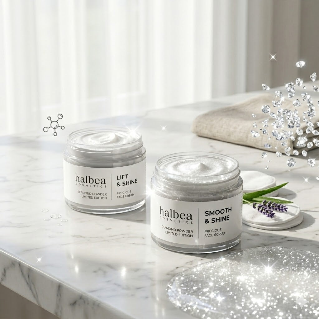 Halbea Cosmetics Diamond Glow Limited Edition Gesichtsscrub Peeling 'Smooth&Shine' mit Diamantpulver 50ml für strahlende Haut