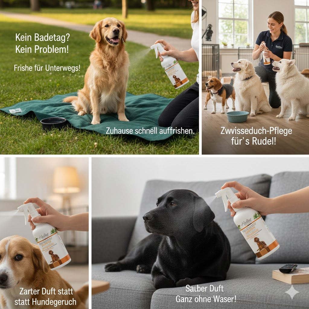 Hunde Glanzspray & Hygiene – Shampoo ohne Ausspülen - Trockenreinigung mit Arganöl (250ml)