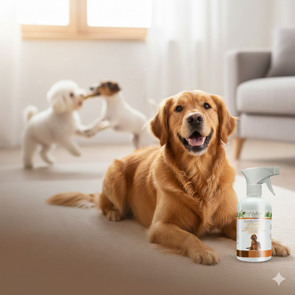 Hunde Glanzspray & Hygiene – Shampoo ohne Ausspülen - Trockenreinigung mit Arganöl (250ml)