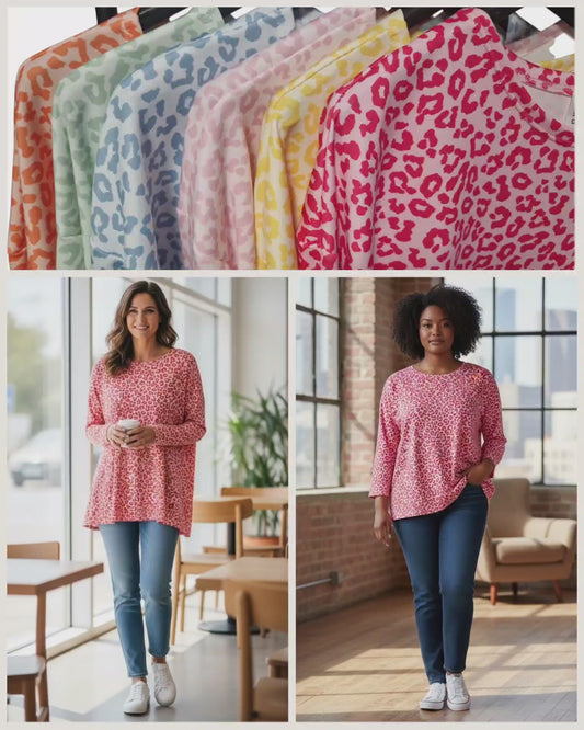 Italy Mode Leo Style Softtouch Oversize Shirts Onesize = 42 bis 48 in tollen Farben - aktuelle Kollektion für bequeme Passform