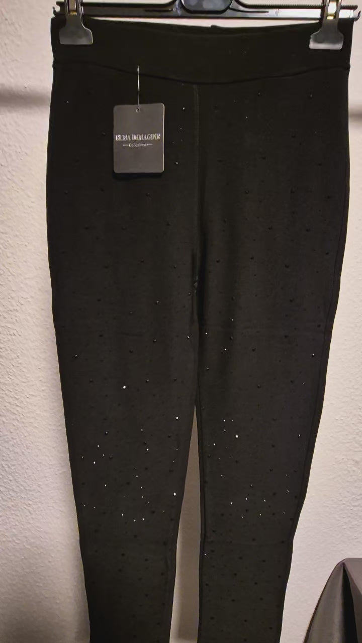 Traumstück: Chice Stretch Hose  Strasssteinen Fleece gefüttert Schwarz