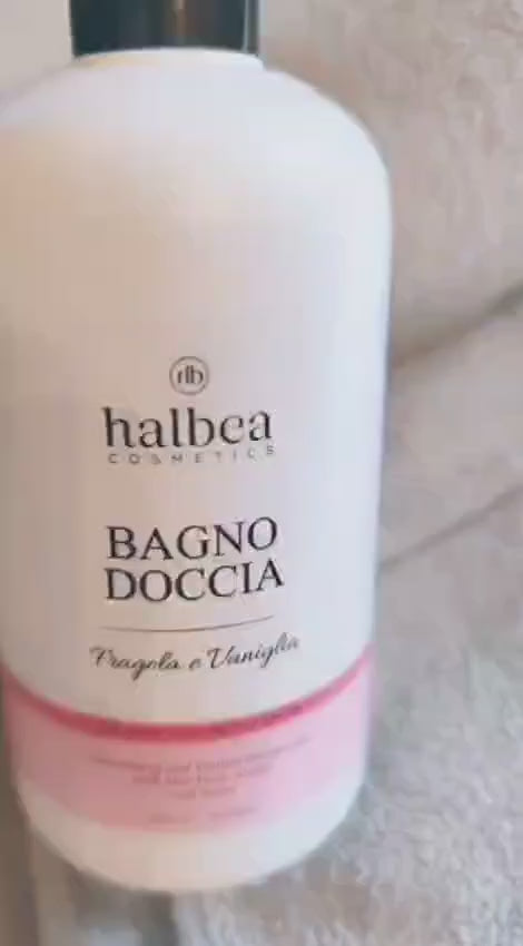 Badeschaum 🛁 Duschgel Erdbeere und Vanille mit Aloe Vera, Neem und Argan - 500ml