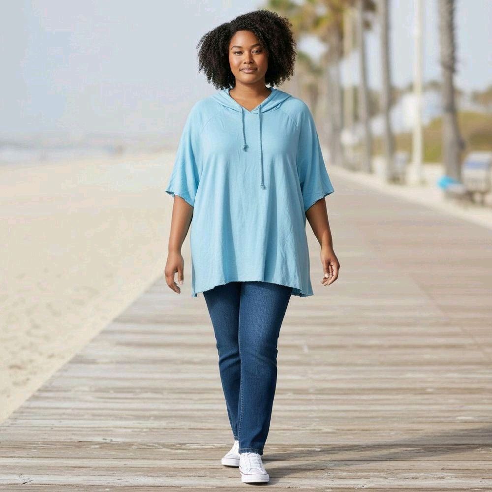 Italy Mode Oversize Hoodie-Style Longshirt T-Shirt Kleid 42-48 Baumwolle Gemütlich Hautfreundlich