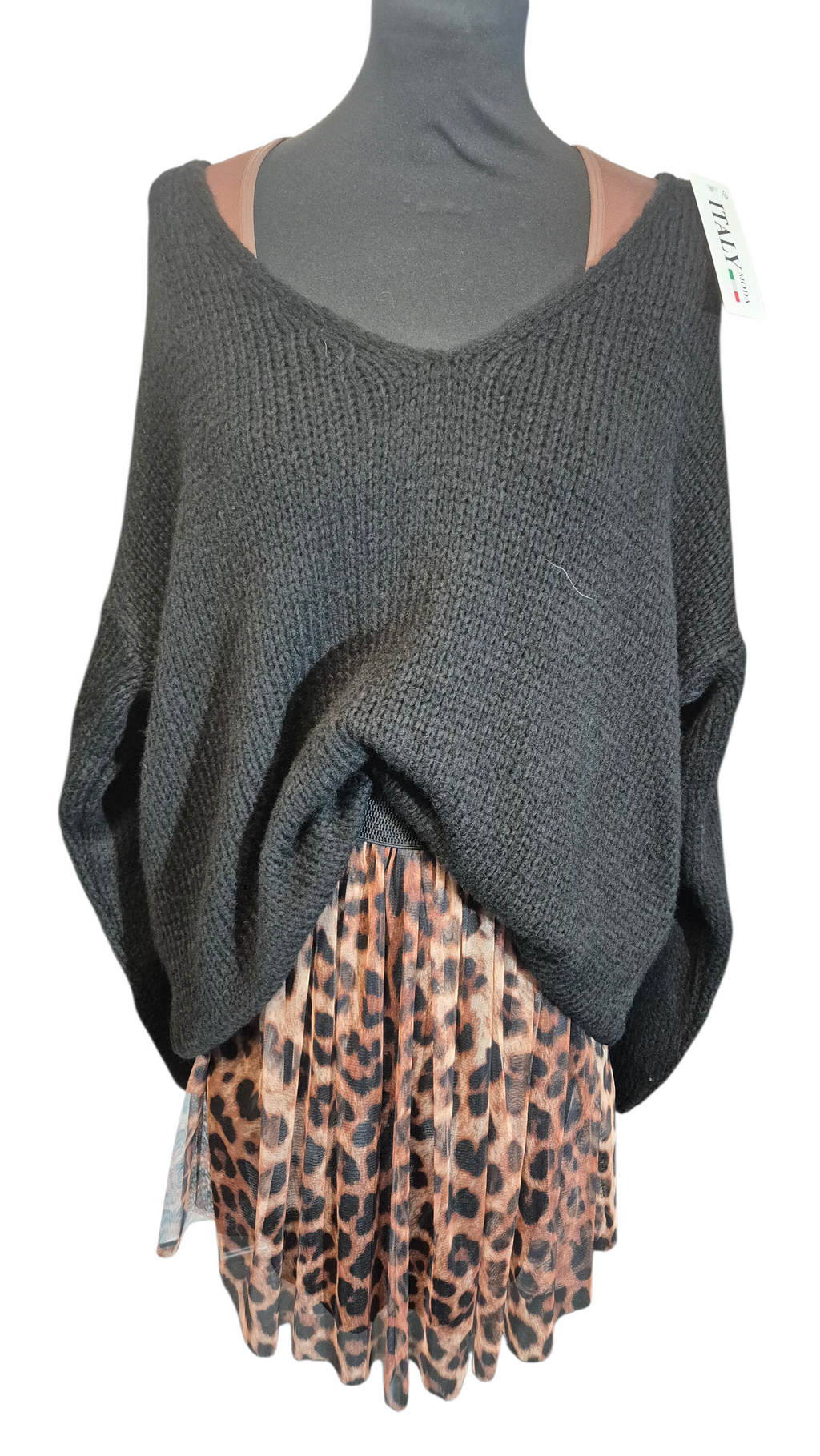 Basic Oversize V-Neck Strickpullover Vokuhila Onesize 38-44