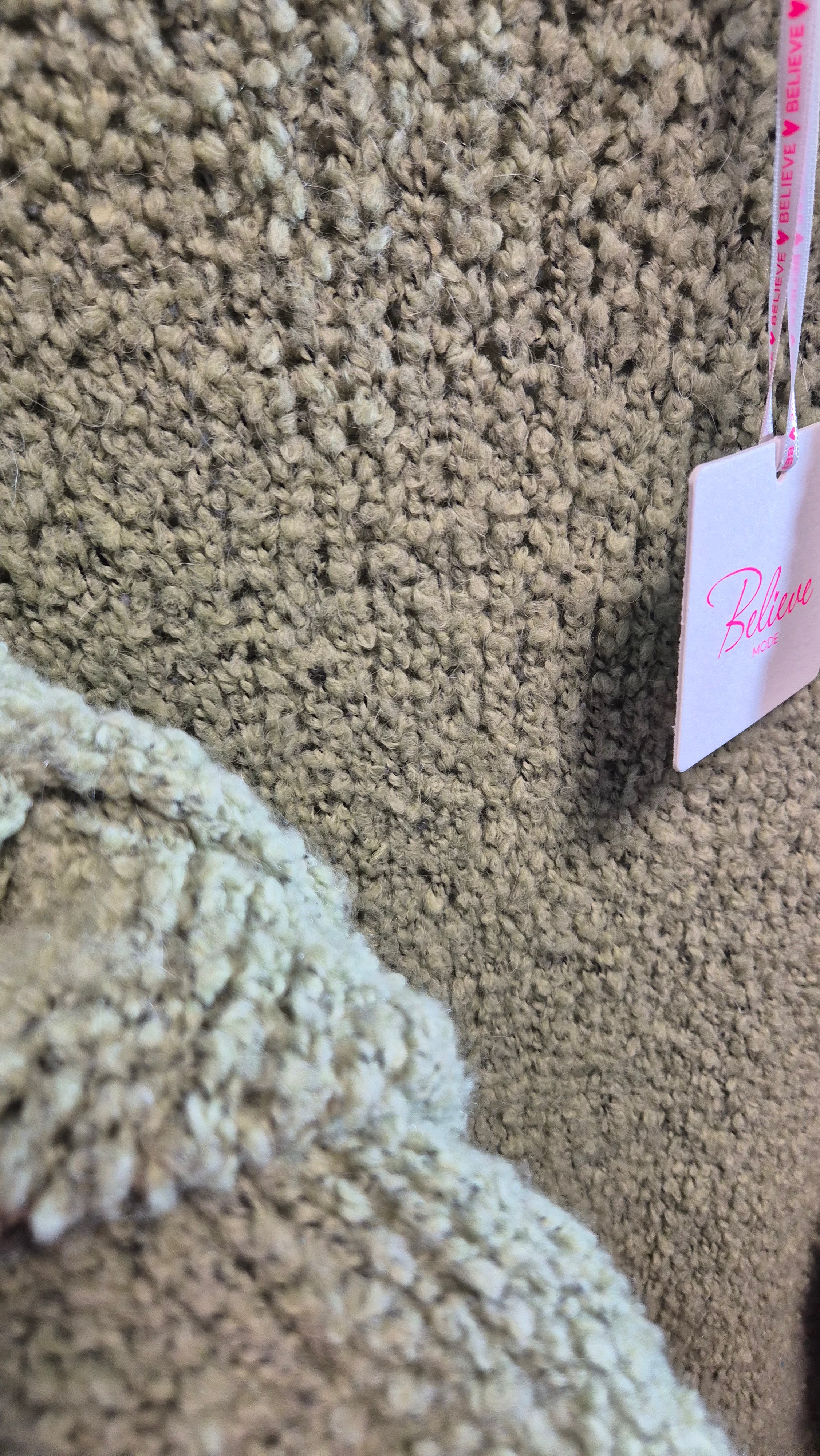 Oversize Boucle Flausch-Strickpullover Bestseller 38 bis 48 Onesize Pastell Salbeigrün