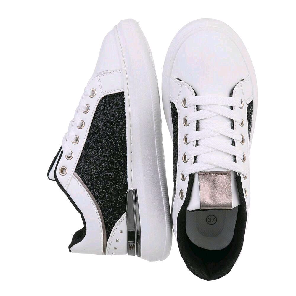Mega Stylische Low Sneaker Schuhe Gr. 38 Schwarz Glitzer High Premium Qualität Kunstleder Bequem & Langlebig