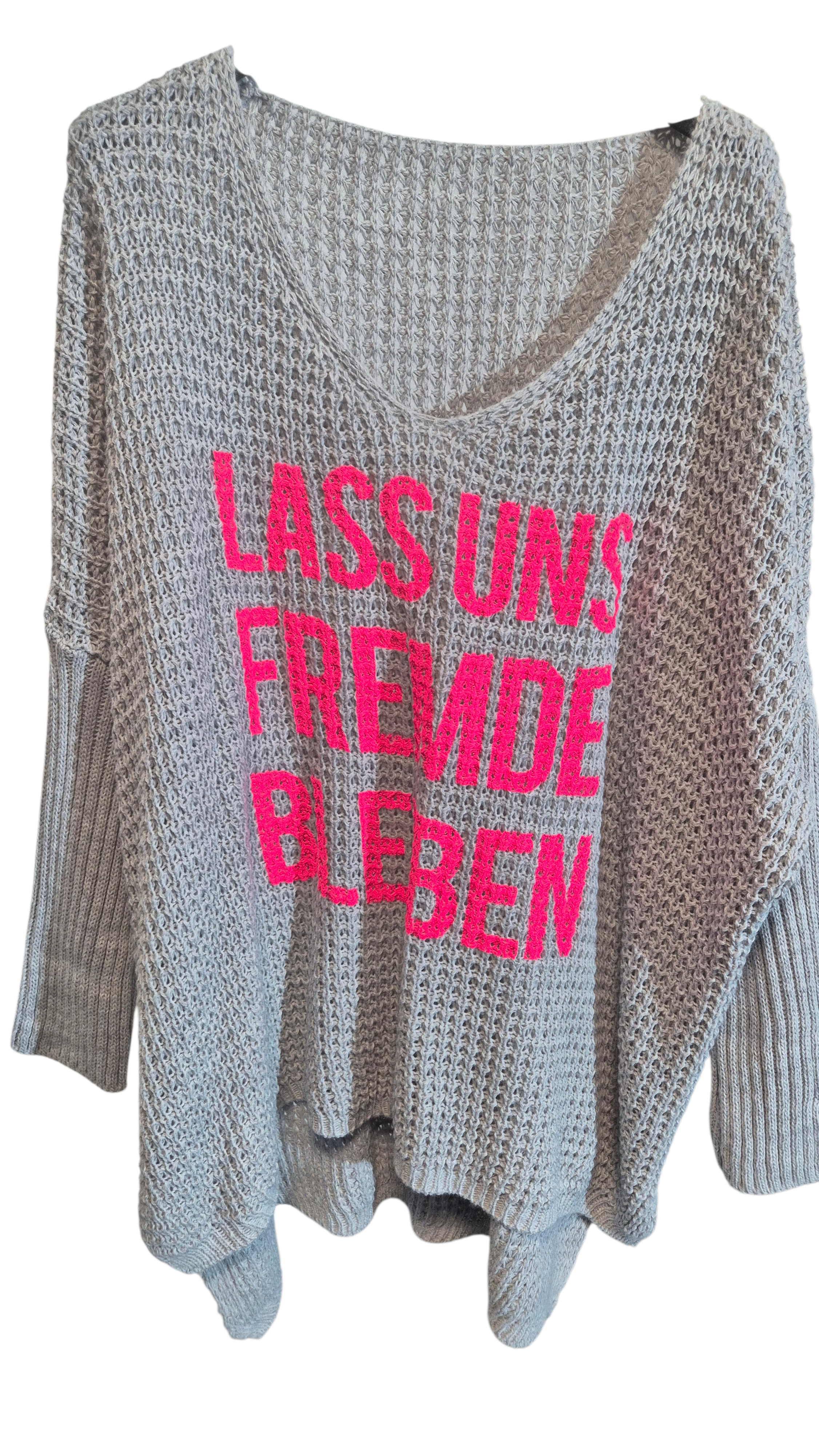 LASS UNS FREMDE BLEIBEN - Super Oversize Longpullover Strickjacke Onesize 38-52