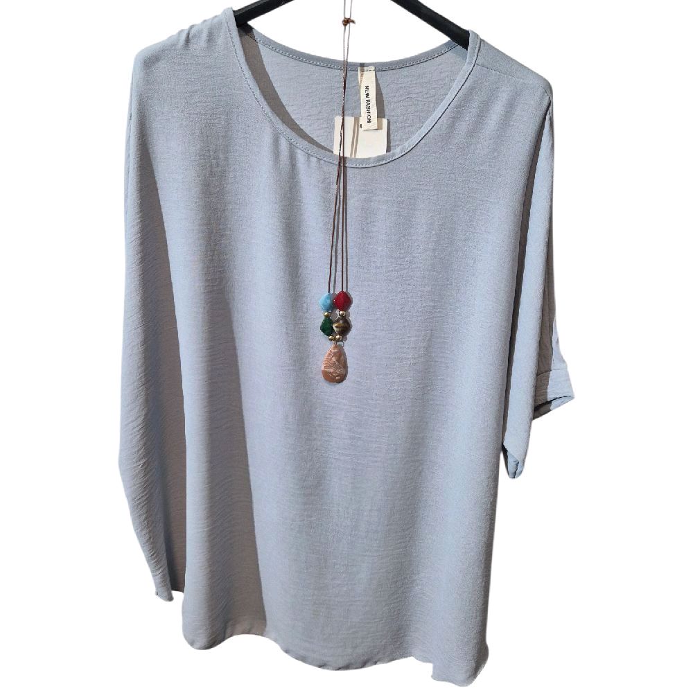 Italy Mode Bestseller Oversize Basic Kofferstoff Shirt Tunika Locker & Lässig 40-46 Viskose