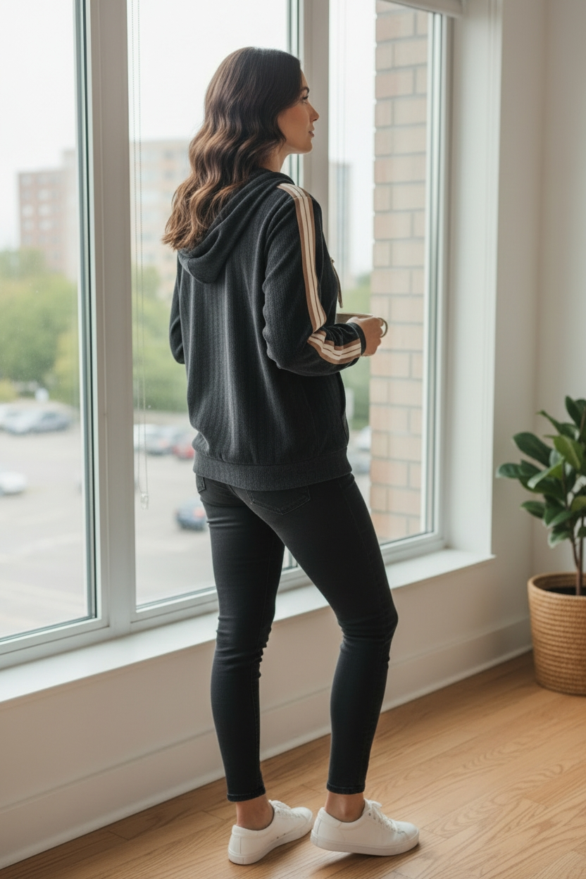 Italy Sporty Hoodie-Style Jacke Babycord Onesize 38-44