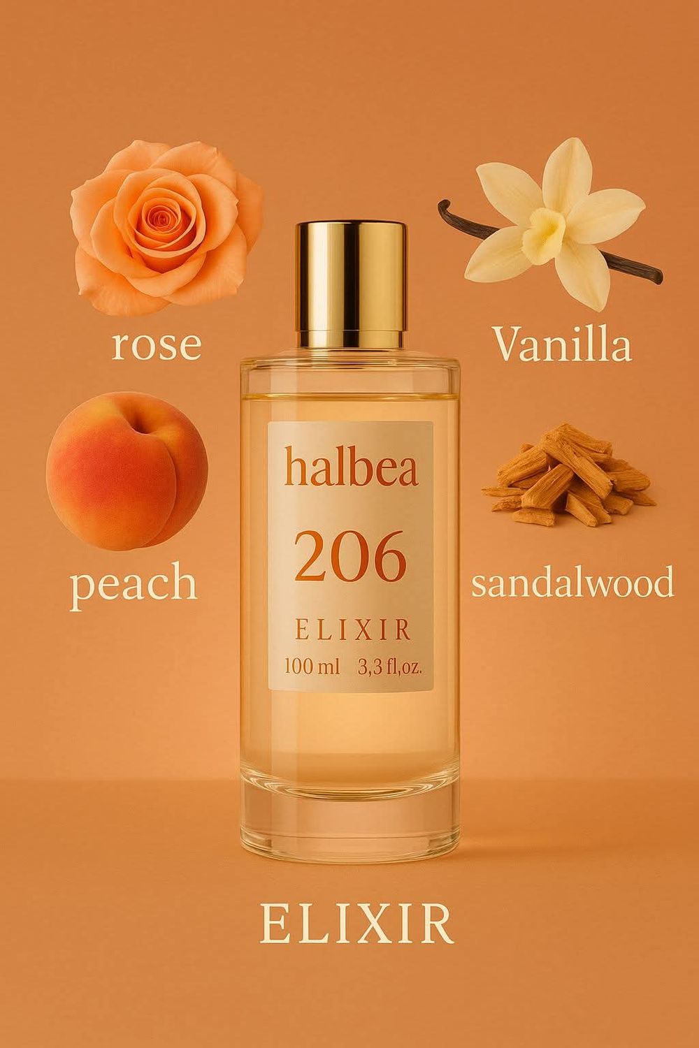 🍑 Harmony Peach Aprikose Rose Vanille - 206 - Halbea Damen Elixir Duft
