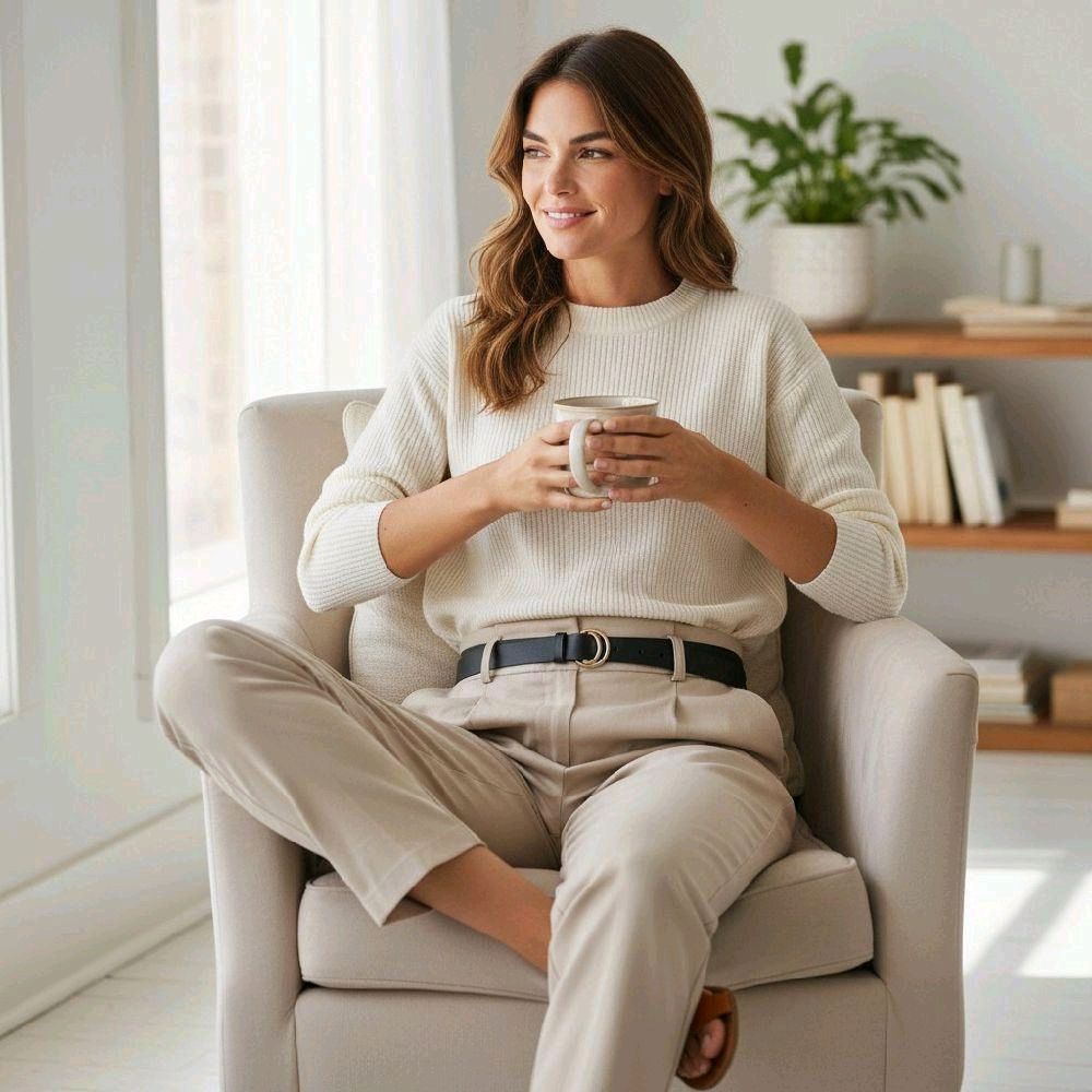 Italy Mode Stilvolle Damen-Hose mit Gürtel 36-40 in 3 Farben für den Alltag und Buisness