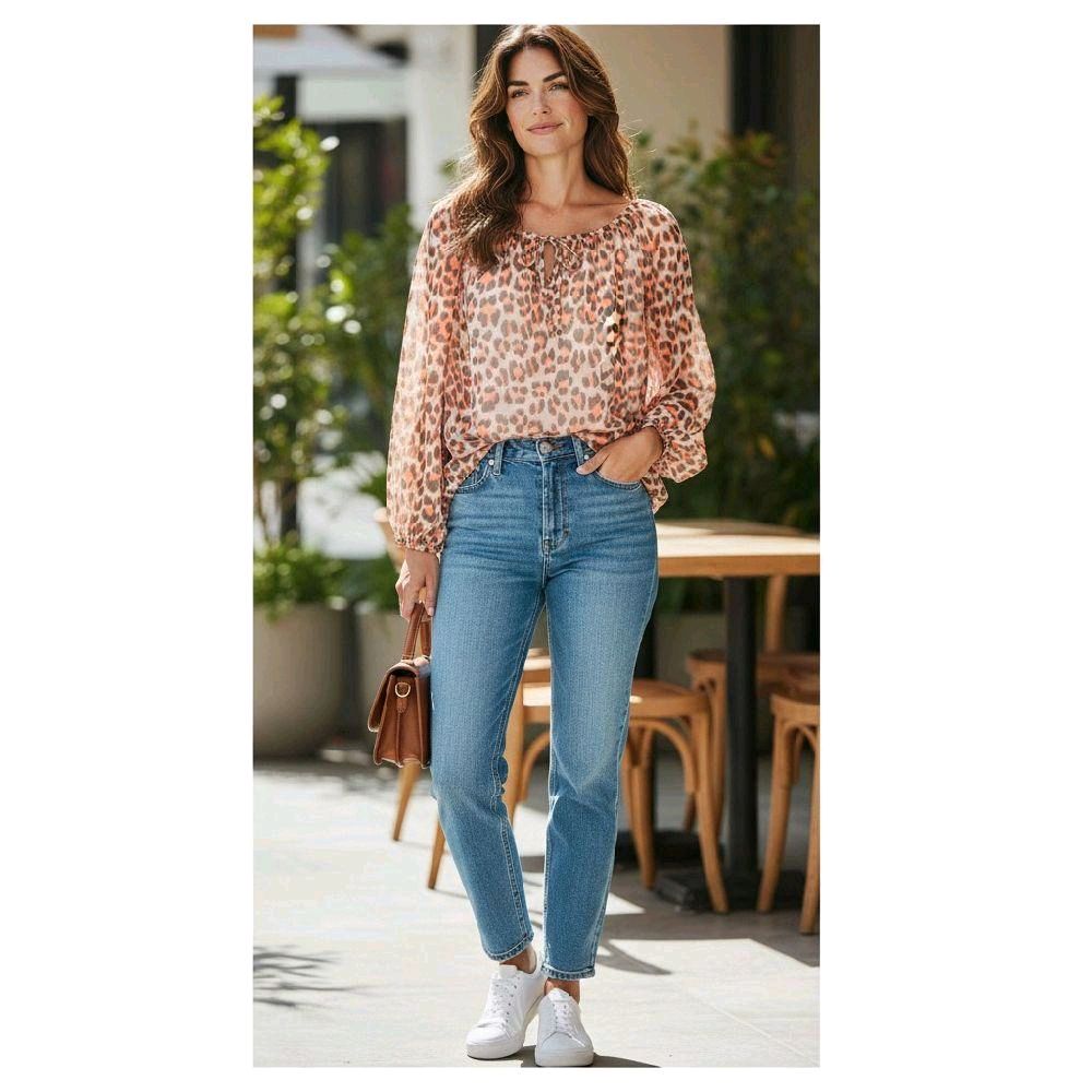 Italy Mode Sommer Oversize Leo-Style Tunika Bluse Luftig 38-44 Damenmode in Leopard-Print für stilvolle Outfits