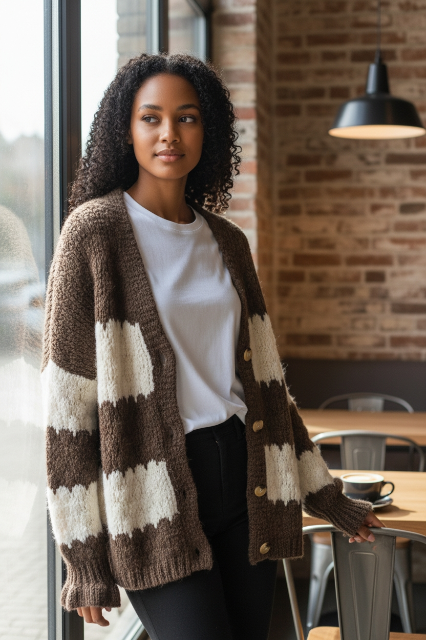 Lässige Grobstrick Strickjacke Pullover Oversize 38-44/46 in 2 Farben