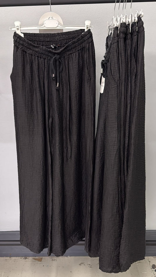 Sommerhose Musselin-Optik 36-42/44 Schwarz