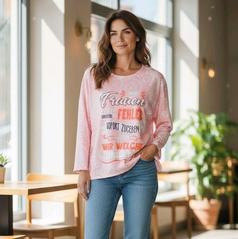 Italy Mode Fun Frauen Spruch - Softtouch Oversize Shirts Onesize = 42 bis 50