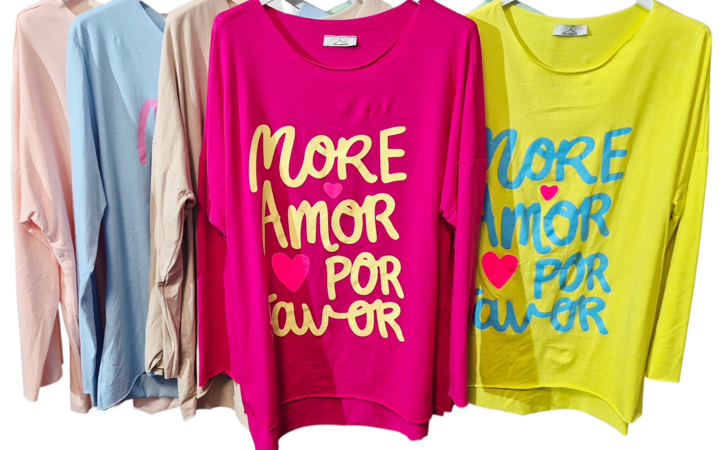 More Amor por favor Print Oversize Shirts Vokuhila 38-44/46 Baumwolle leger und lässig