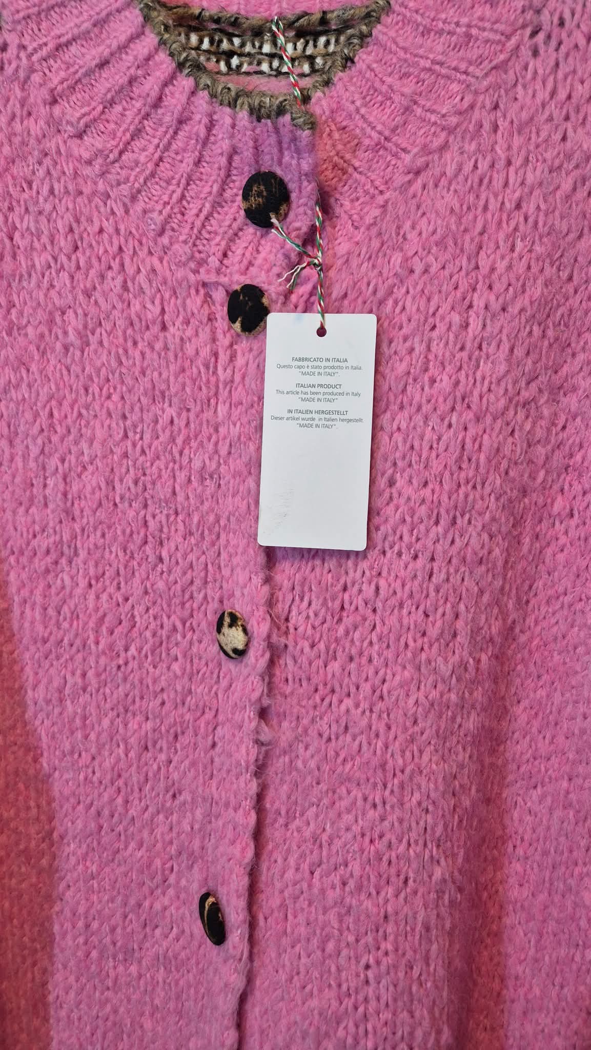 Italy Mode 🇮🇹 Oversize Kuschel Strickjacke Candy Pink Leo ONESIZE  Blogger Style