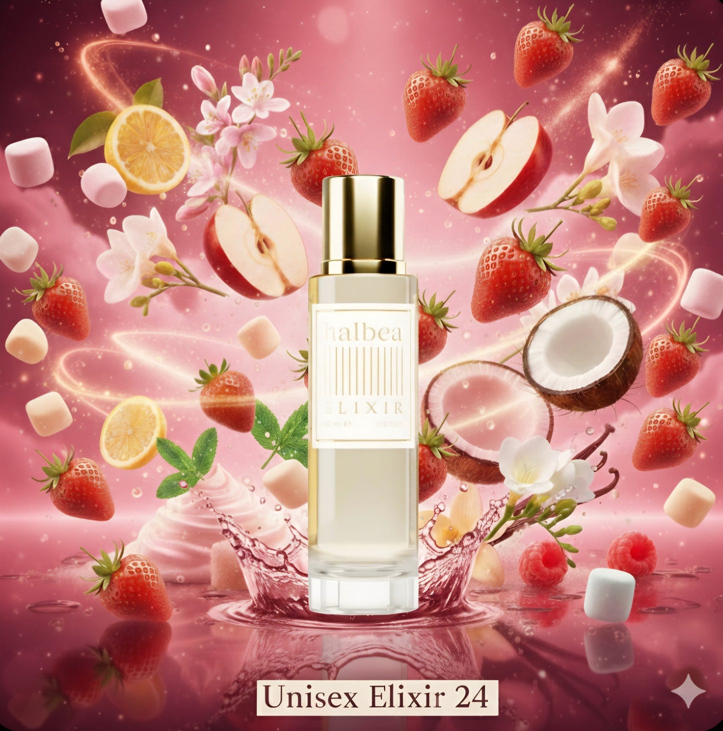 Erdbeere Sahne Marshmallow 🩷   Pink Treat 24 - Halbea Damen Elixir Duft