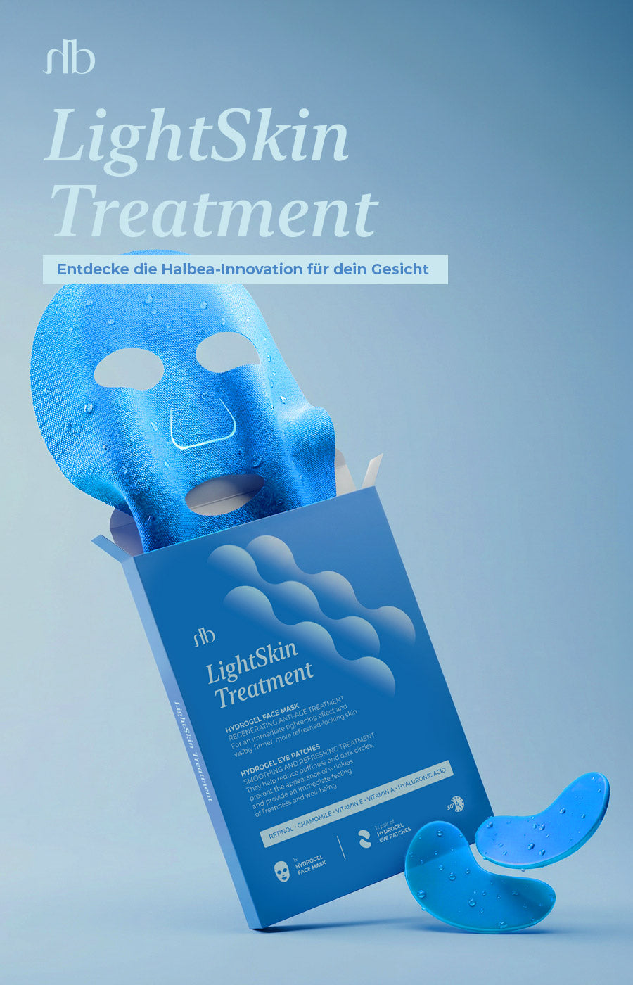 Halbea LightSkin Treatment Gesichtsmaske + Pad mit Hyaluron mit Soforteffekt