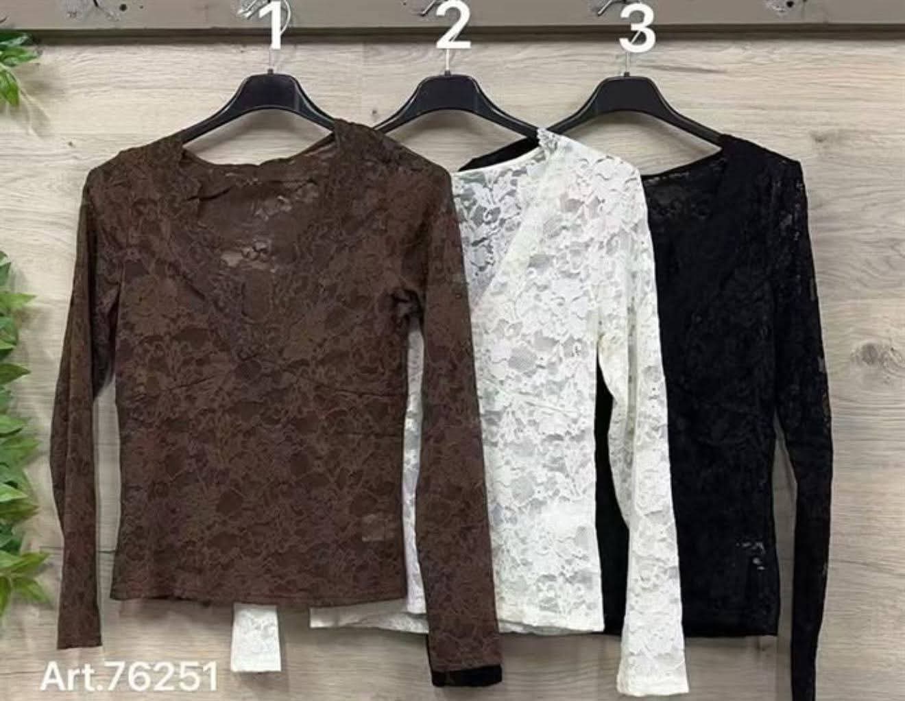 Trend Spitzen Oberteil Tunika M/L 38 40 42 Schoko Schwarz