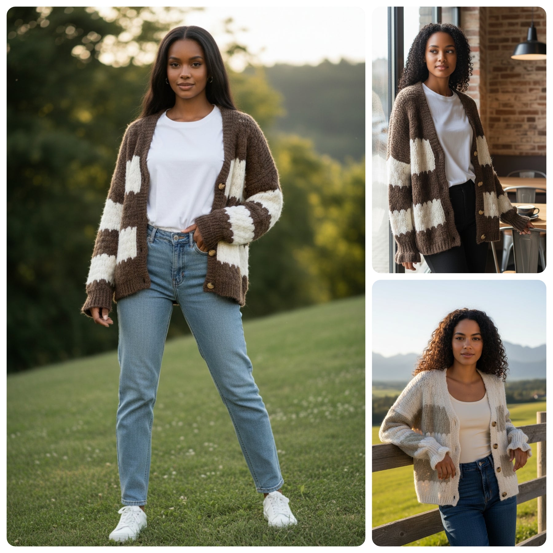 Lässige Grobstrick Strickjacke Pullover Oversize 38-44/46 in 2 Farben