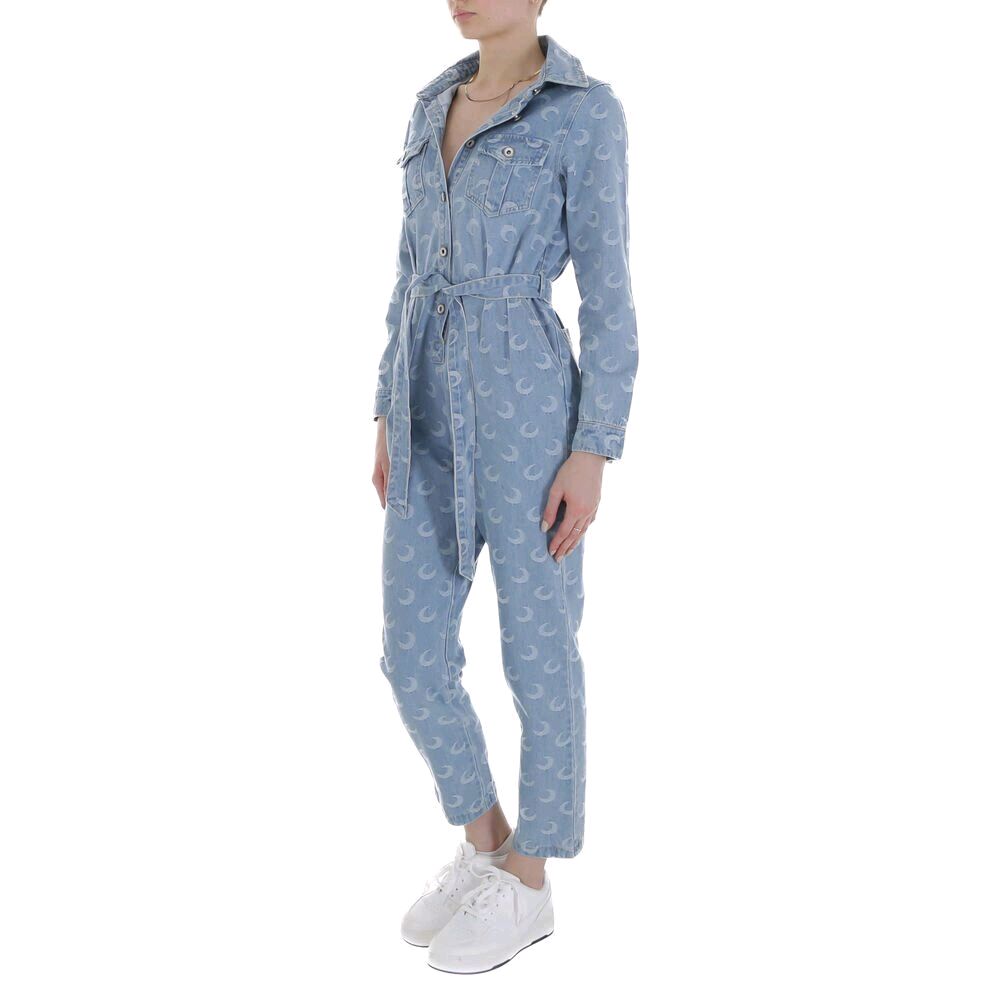 White Icy Stylo Jeans Overall Jumpsuit Einteiler für Damen Baumwolle, Komfortabel und Stilvoll S 36-38