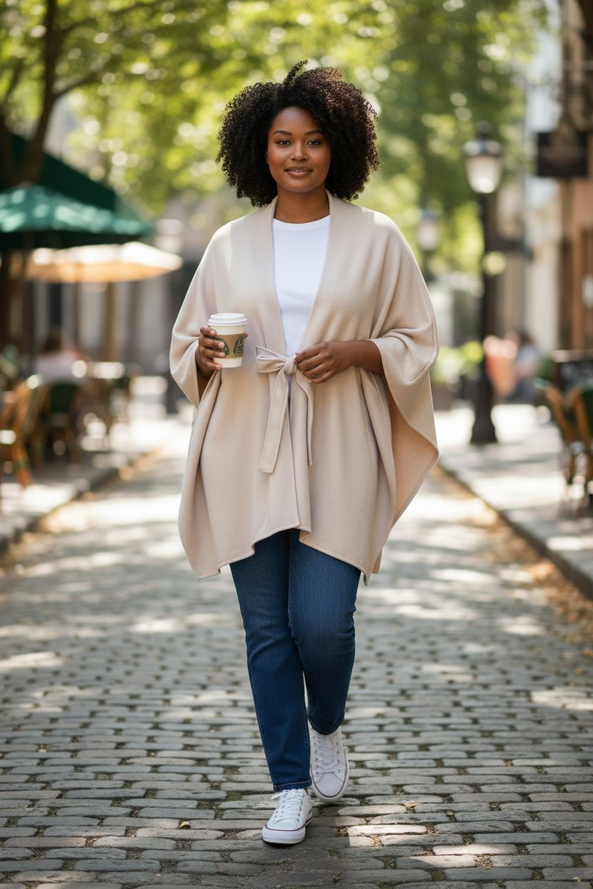 Ital. Poncho-Style Cape Jacke ONESIZE in 4 Farben