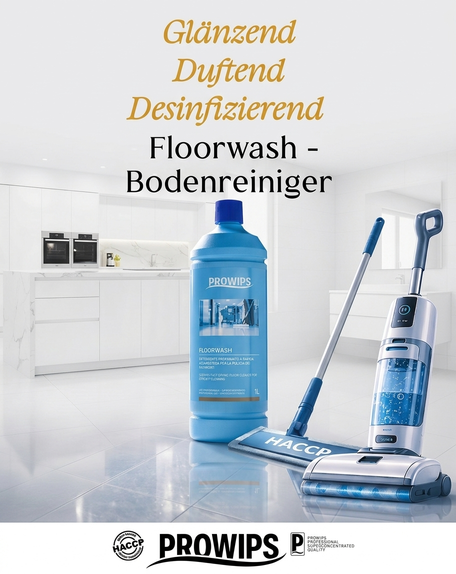 PROWIPS FLOORWASH 💎 Duftender Hochglanz Bodenreiniger - schnelltrocknend & desinfizierend - Profi Reiniger HCCAP hochkonzentriert