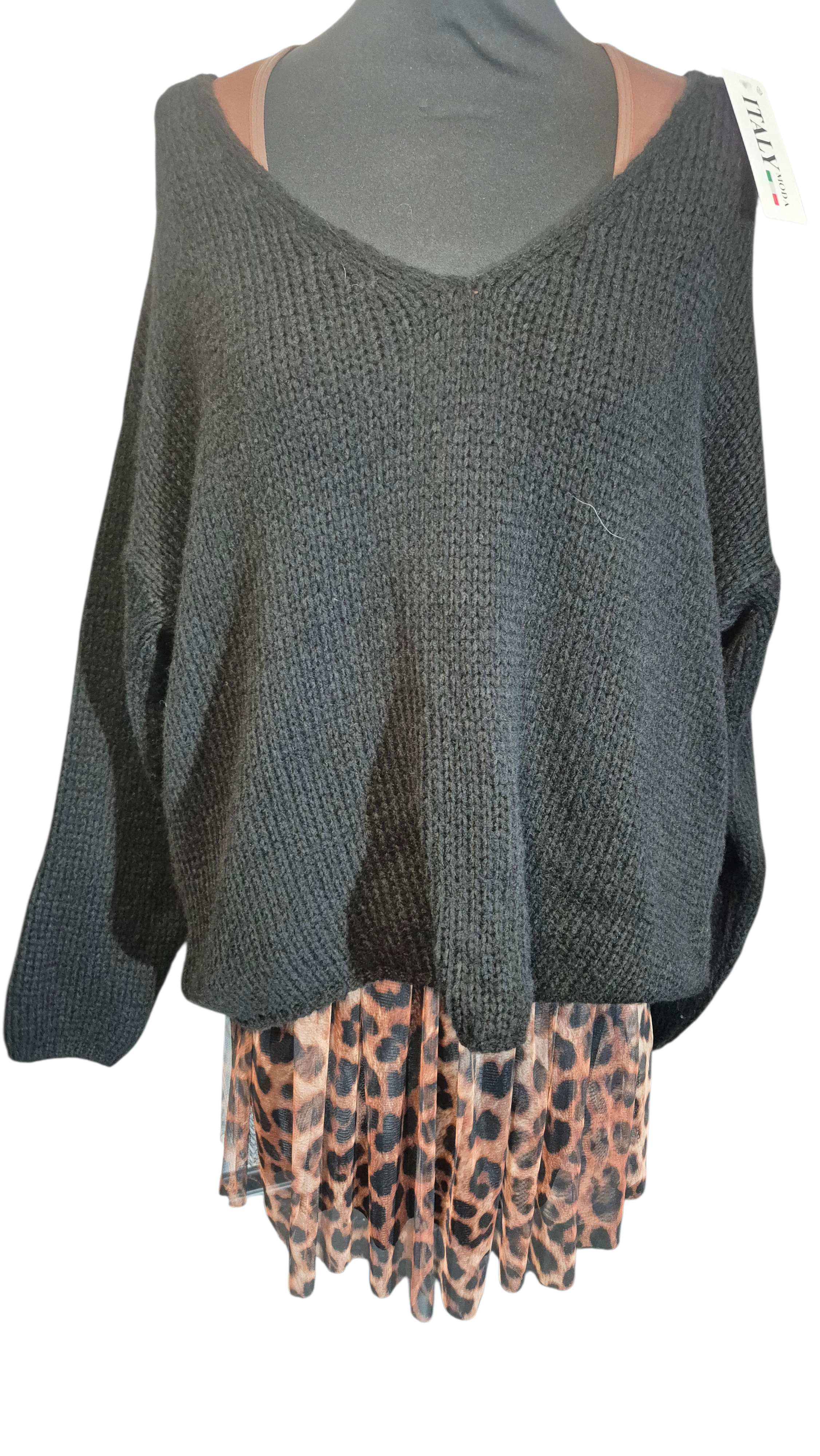 Basic Oversize V-Neck Strickpullover Vokuhila Onesize 38-44