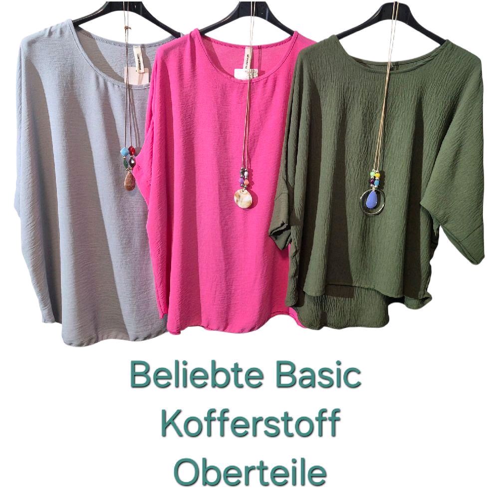Italy Mode Bestseller Oversize Basic Kofferstoff Shirt Tunika Locker & Lässig 40-46 Viskose