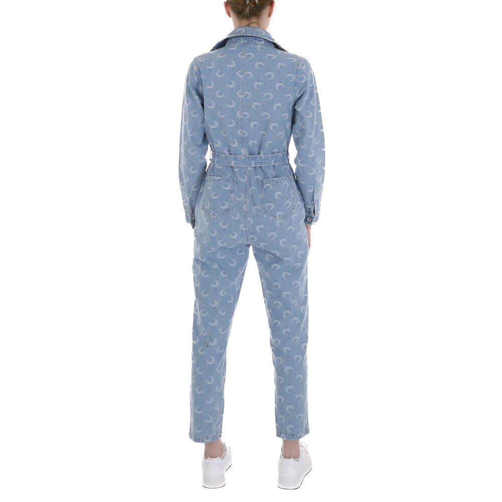 White Icy Stylo Jeans Overall Jumpsuit Einteiler für Damen Baumwolle, Komfortabel und Stilvoll S 36-38