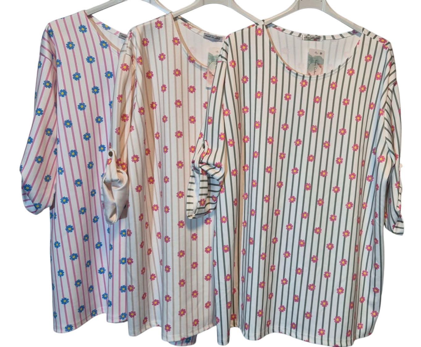 Italy Mode Sommer Butterstoff Longshirt Muster 42-46