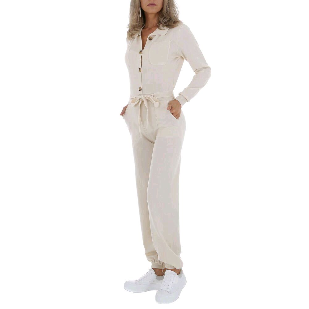 Stylo Overall Jumpsuit Einteiler von Emma & Ashley Beige Feinstrick für Damen Komfortabel und Stilvoll