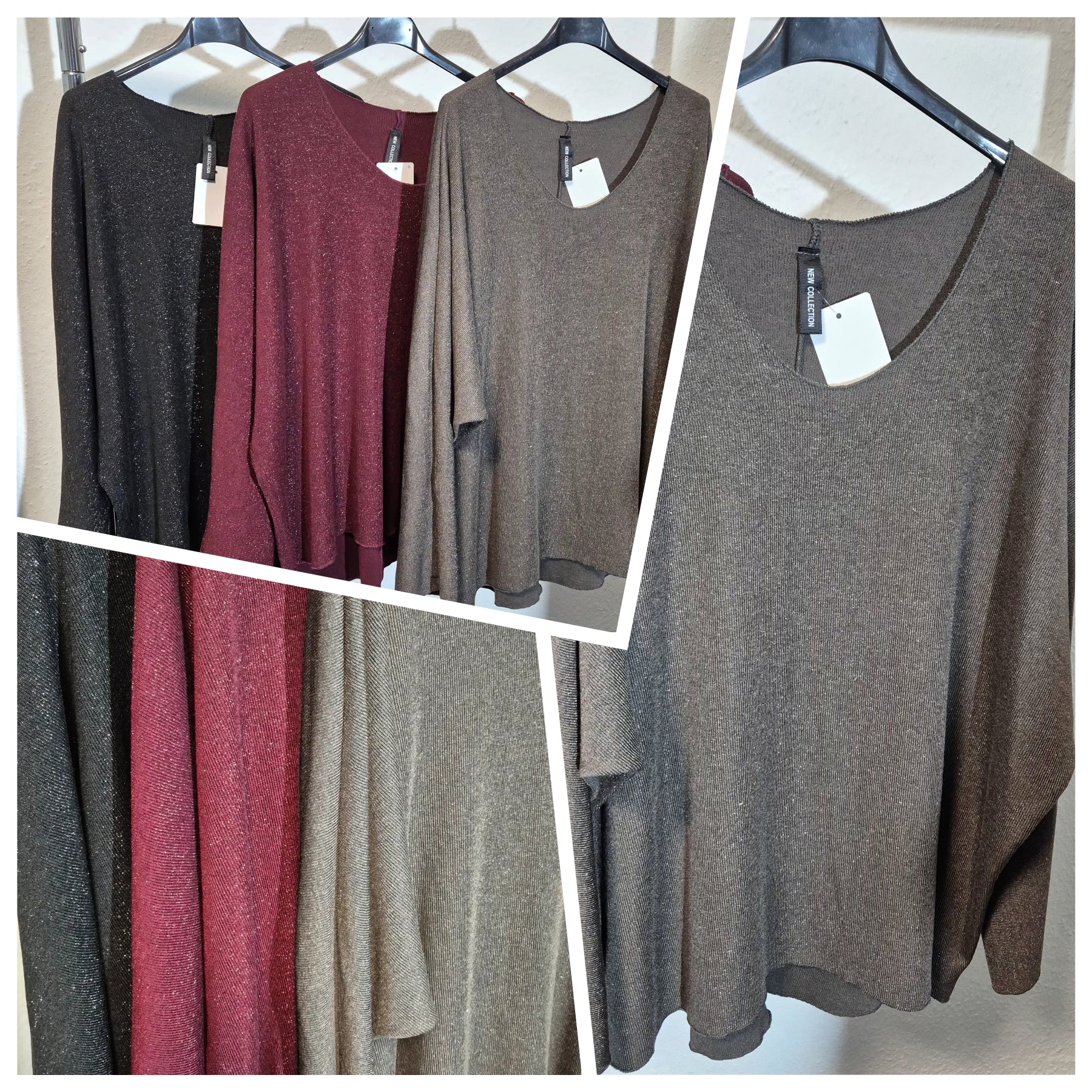 Edle Schimmer Oversize Pullover 42 44 46 Glamour Look