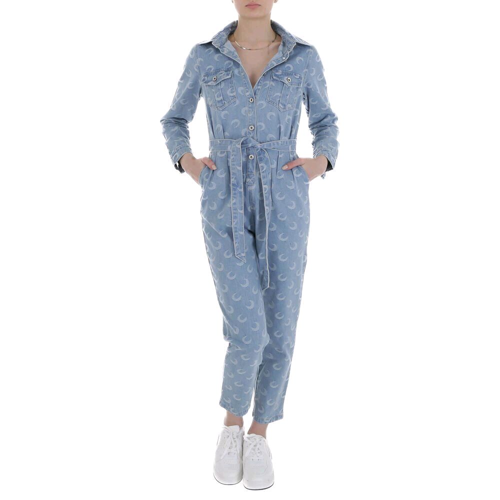 White Icy Stylo Jeans Overall Jumpsuit Einteiler für Damen Baumwolle, Komfortabel und Stilvoll S 36-38
