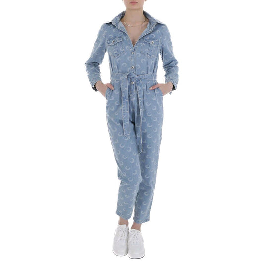 White Icy Stylo Jeans Overall Jumpsuit Einteiler für Damen Baumwolle, Komfortabel und Stilvoll S 36-38