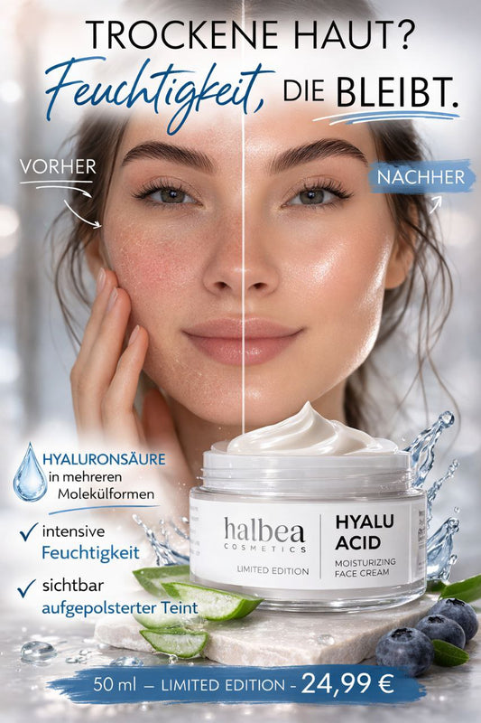 Hyalu Acid Halbea - Gesichtscreme für empfindliche Haut - Rosazea Couperose - 50ml