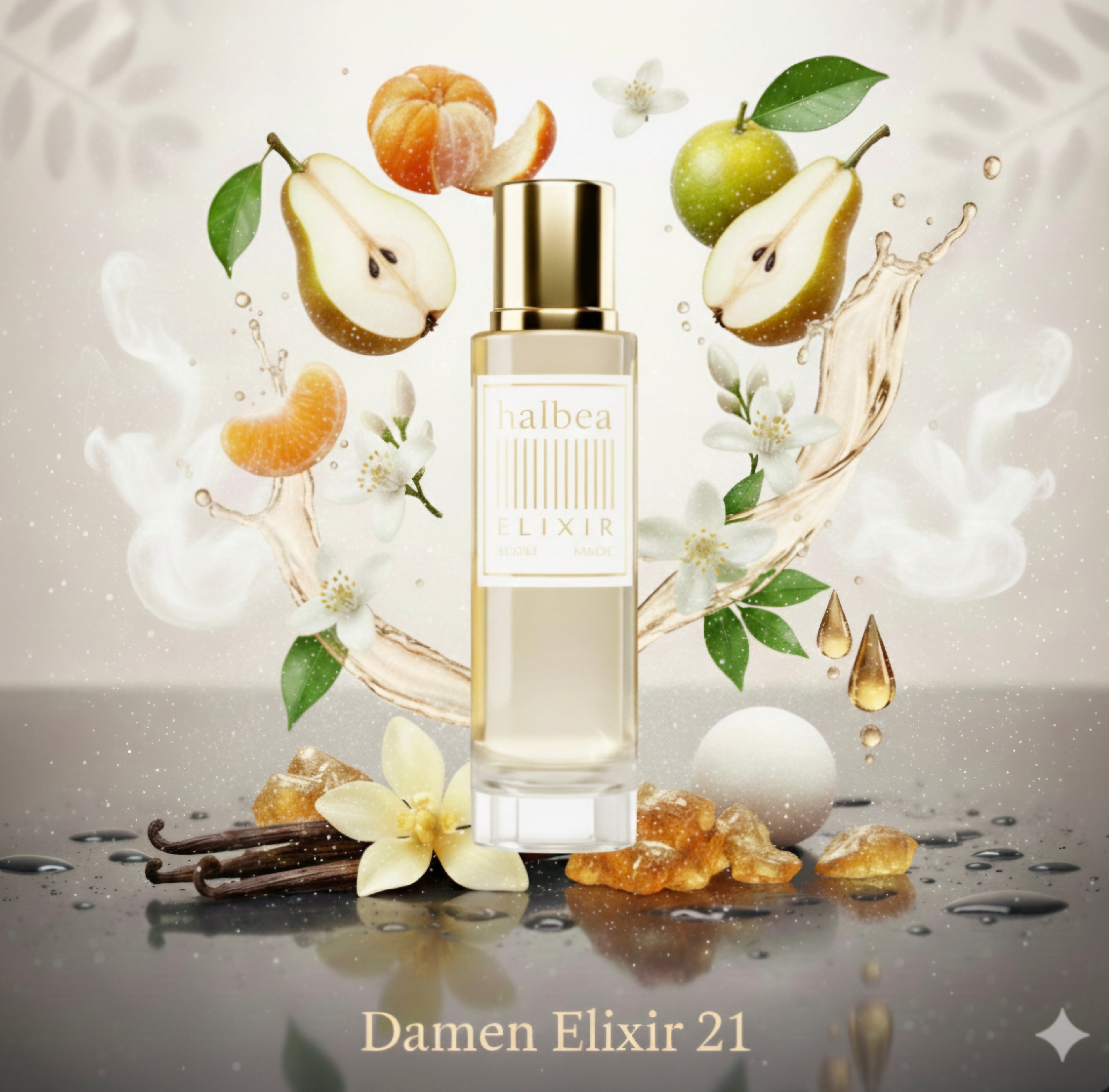 Invine 21 - Fruchtige Eleganz - Halbea Damen Elixir Duft mit Mandarine Birne Moschus