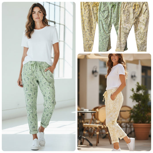 italy Mode Sommer Jogpants Stretch Hose 38-42/44 elastisch bequem für trendige Damen