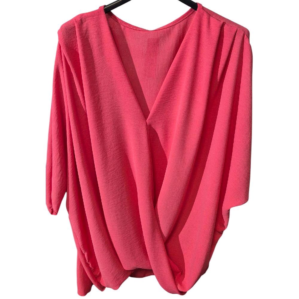 Italy Mode Figurschmeichler Tunika Bluse Twist Effekt kaschierend Gr. 46-50 Stilvoller Look Lockerer Schnitt Elegant