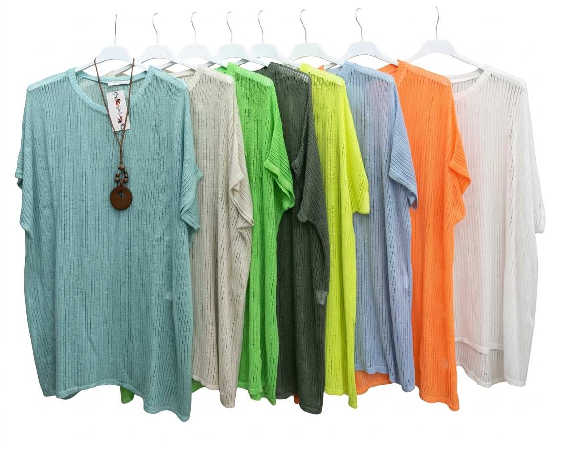 Italy Mode Oversize Lochi Longshirt Tunika Onesize = 42 bis 48 in vielen Farben aktuelle Kollektion