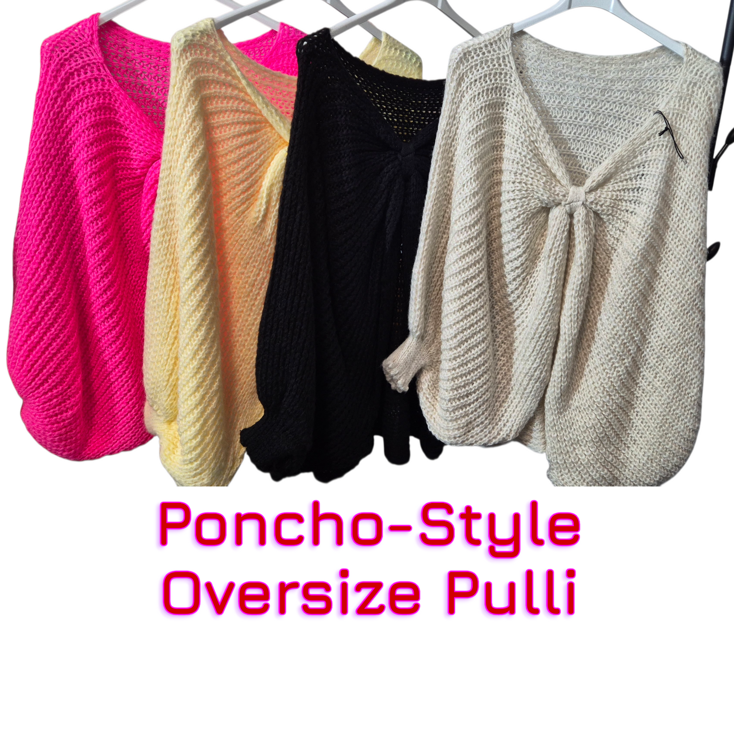 Italy Mode Poncho-Style Bestseller Twist Oversize Pulli ONESIZE locker lässig kaschierend