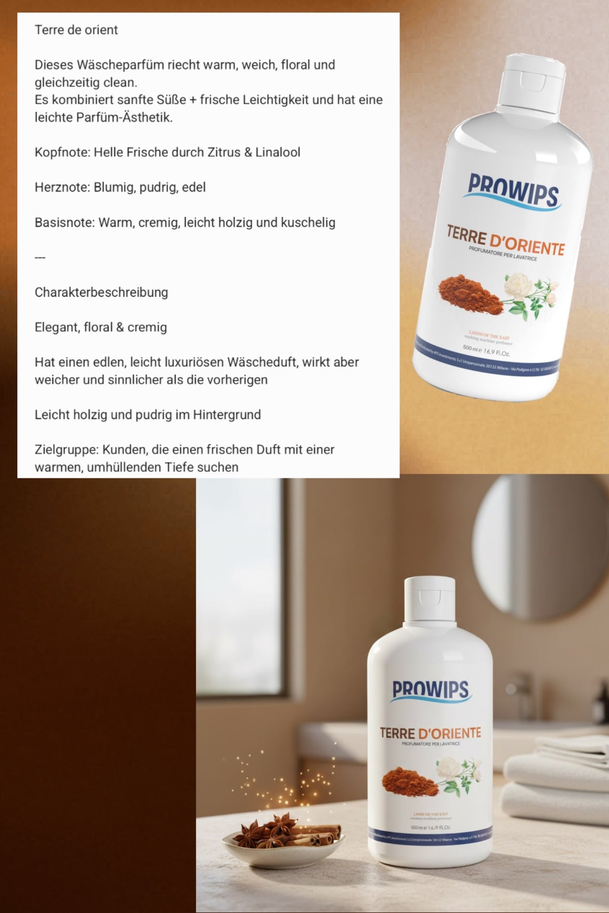 PROWIPS Wäscheduft 💎 Parfüm für Waschmaschinen -  Frische + Pflege für Textilien 500ml  hochkonzentriert / vegan