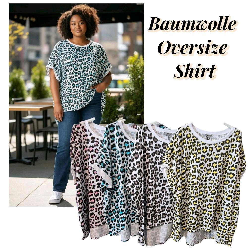 Italy Mode Leo Style Oversize Shirts Onesize = 44 bis 48 in tollen Farben - aktuelle Kollektion für bequeme Passform